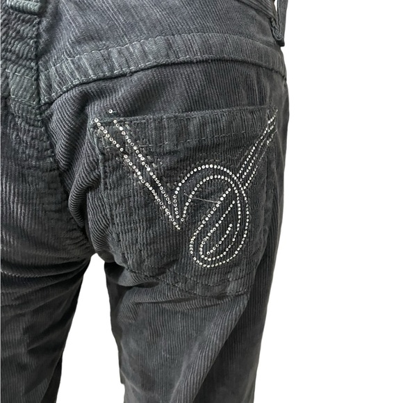 Bebe Charcoal Gray Corduroy Pants Rhinestone - Picture 7 of 12